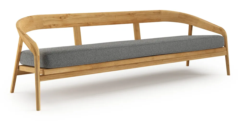 Koopje Lacrima loungebank in teak met catania black all weather Cosytica kussen