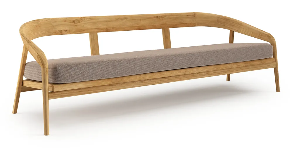 Hete Deal Lacrima loungebank in teak met savane earth all weather Sunbrella® luxe kussen
