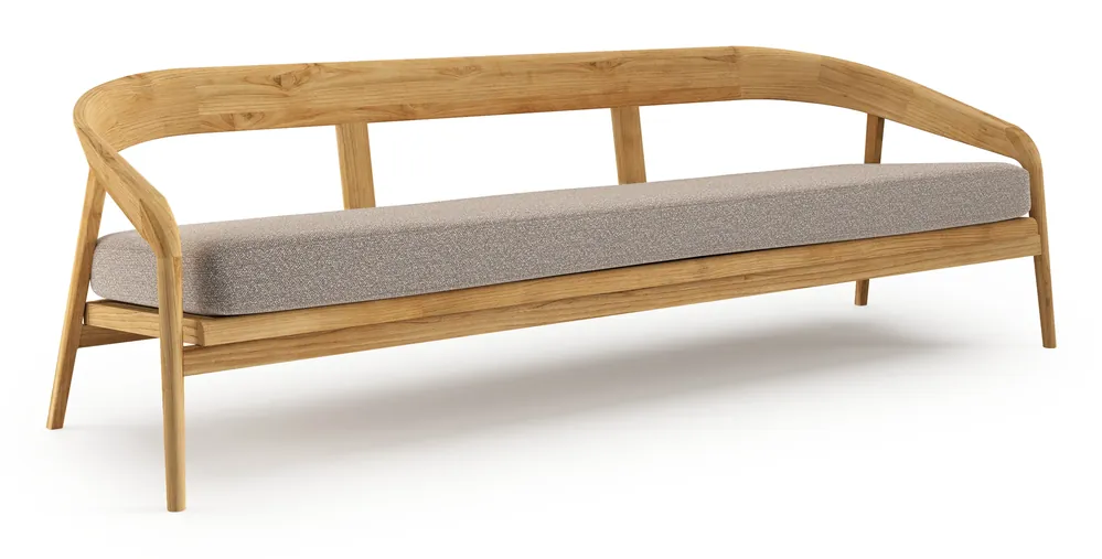 Rechtstreeks Van De Fabrikant Lacrima loungebank in teak met wander manioc all weather Sunbrella® luxe kussen