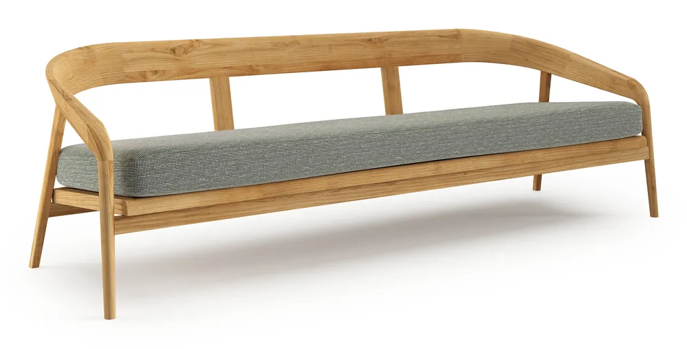 Betrouwbaar Lacrima loungebank in teak met slow fern all weather Sunbrella® luxe kussen