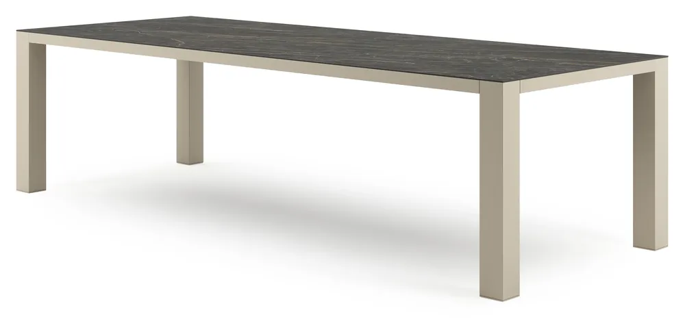 Beste Prijs Nano tuintafel rechthoekig in beige aluminium en volkeramiek Black Obsession - L 280 x B 110 x H 75 cm