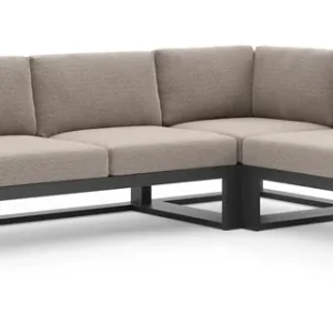 Weekendaanbieding Verato loungehoek in zwart aluminium met wander manioc all weather sunbrella® luxe kussen