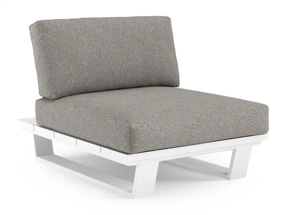 Pagino loungestoel in wit aluminium met tundra charcoal all weather sunbrella® luxe kussen Hete Deal