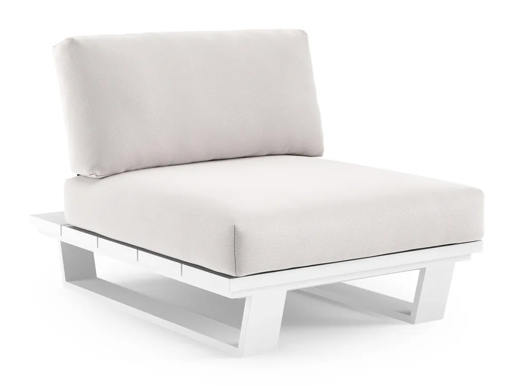 Pagino loungestoel in wit aluminium met savane whisper all weather sunbrella® luxe kussen Gratis Retour