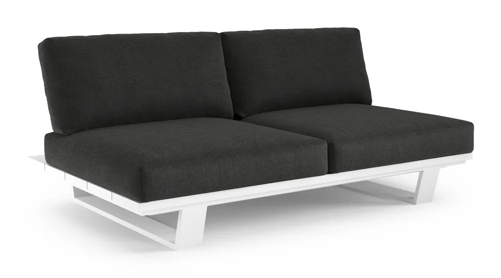 Favoriet Pagino loungebank in wit aluminium met chartres sooty all weather sunbrella® luxe kussen
