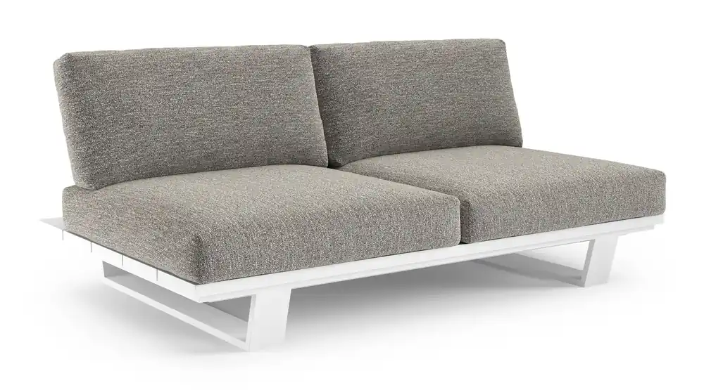 Pagino loungebank in wit aluminium met tundra pepper all weather sunbrella® luxe kussen Laatste Versie