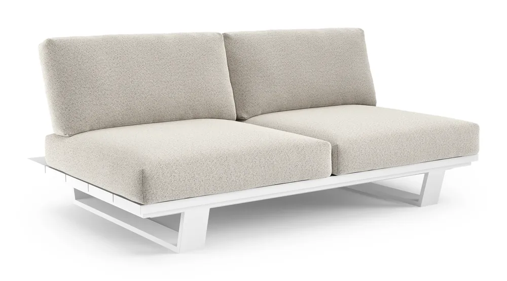 Pagino loungebank in wit aluminium met firenze natural all weather solica kussen Gratis Retour