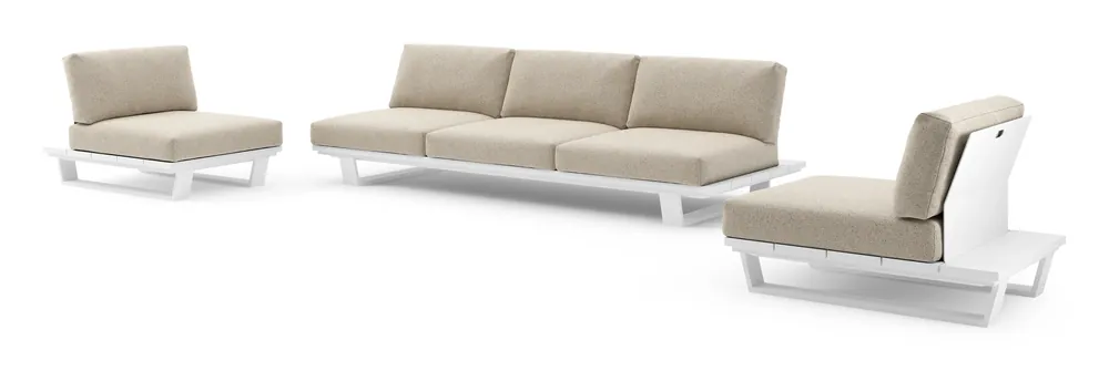 Veilige Betaling Pagino loungeset in wit aluminium met bora desert all weather cosytica kussen