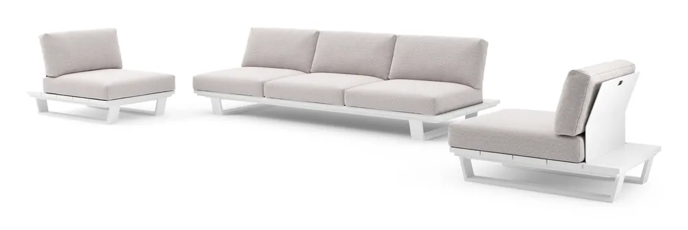 Pagino loungeset in wit aluminium met wander gobi all weather sunbrella® luxe kussen Shop Nu