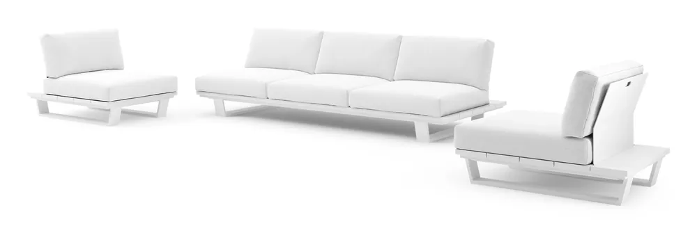 Pagino loungeset in wit aluminium met ego birch all weather solica kussen Tijdelijk Beschikbaar