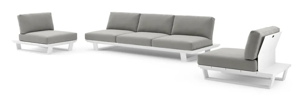 Pagino loungeset in wit aluminium met savane zinc all weather sunbrella® luxe kussen Gratis Retour