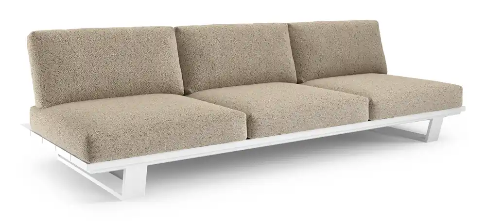 Goedkoop Pagino loungebank in wit aluminium met bora jungle all weather cosytica kussen