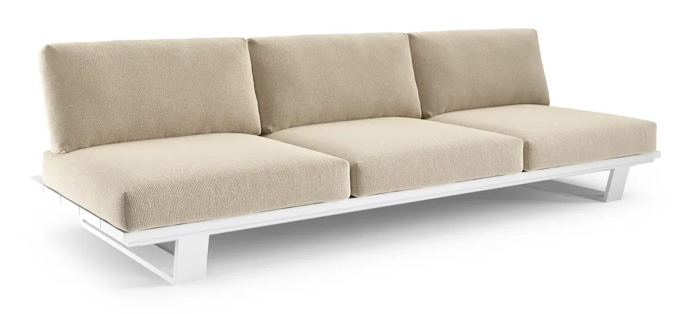 Laatste Versie Pagino loungebank in wit aluminium met althea chalk all weather cosytica kussen