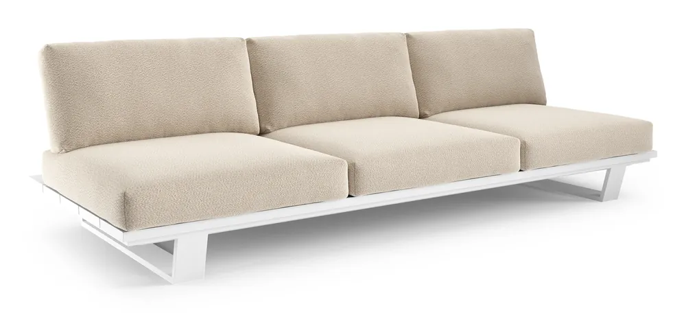 Pagino loungebank in wit aluminium met lopi sand all weather sunbrella® luxe kussen Koop Vandaag