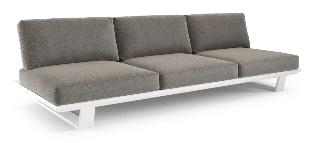 Superprijs Pagino loungebank in wit aluminium met chartres drizzle all weather sunbrella® luxe kussen