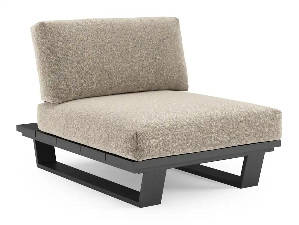 Pagino loungestoel in zwart aluminium met chartres pewter all weather sunbrella® luxe kussen Premium
