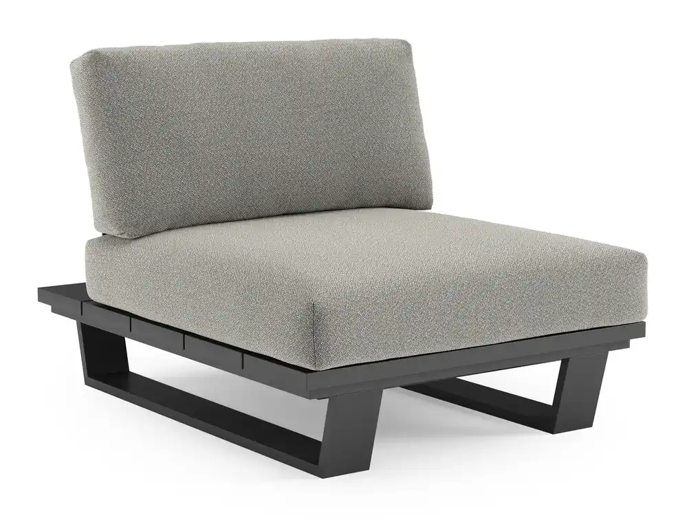 Pagino loungestoel in zwart aluminium met savane tunder all weather sunbrella® luxe kussen Premium