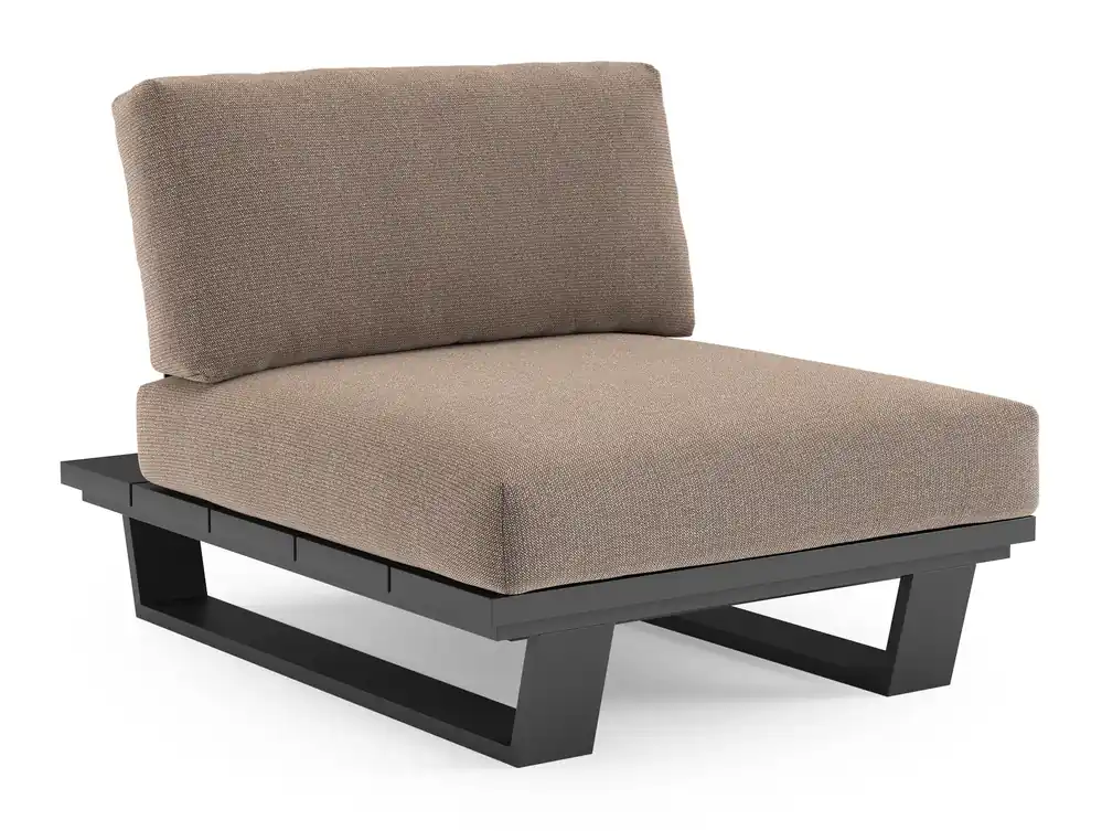 Pagino loungestoel in zwart aluminium met savane earth all weather sunbrella® luxe kussen Favoriet