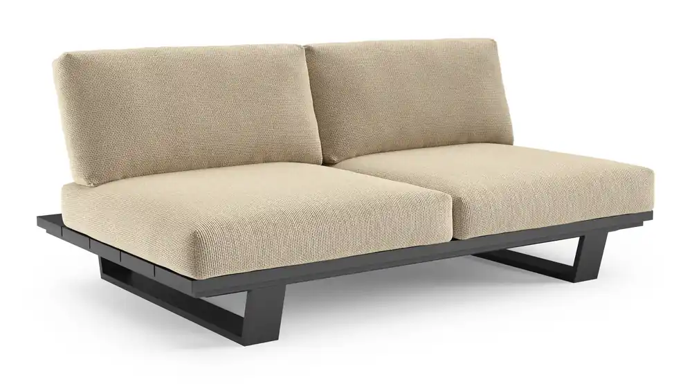 Veilige Betaling Pagino loungebank in zwart aluminium met althea camel all weather cosytica kussen