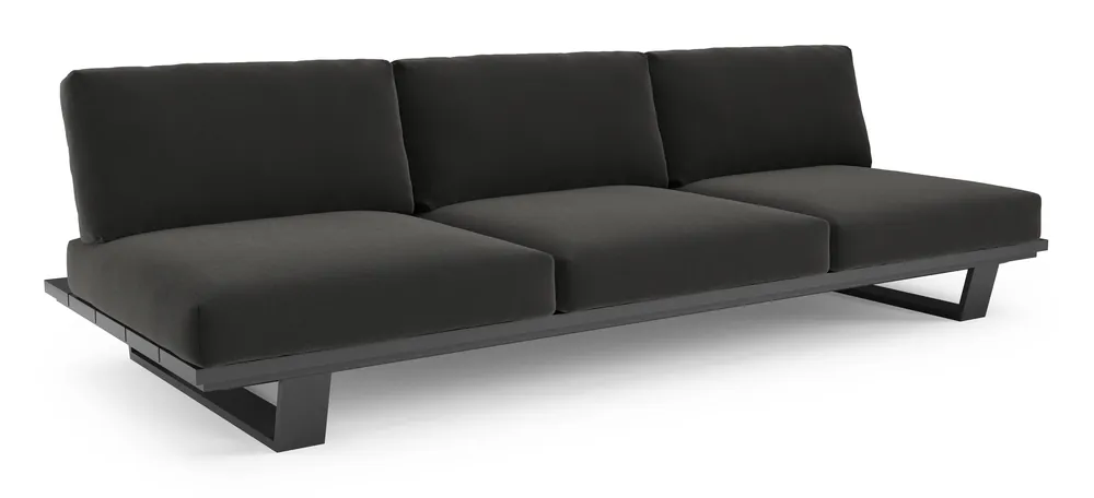 Alleen Vandaag Pagino loungebank in zwart aluminium met natte sooty all weather sunbrella® luxe kussen