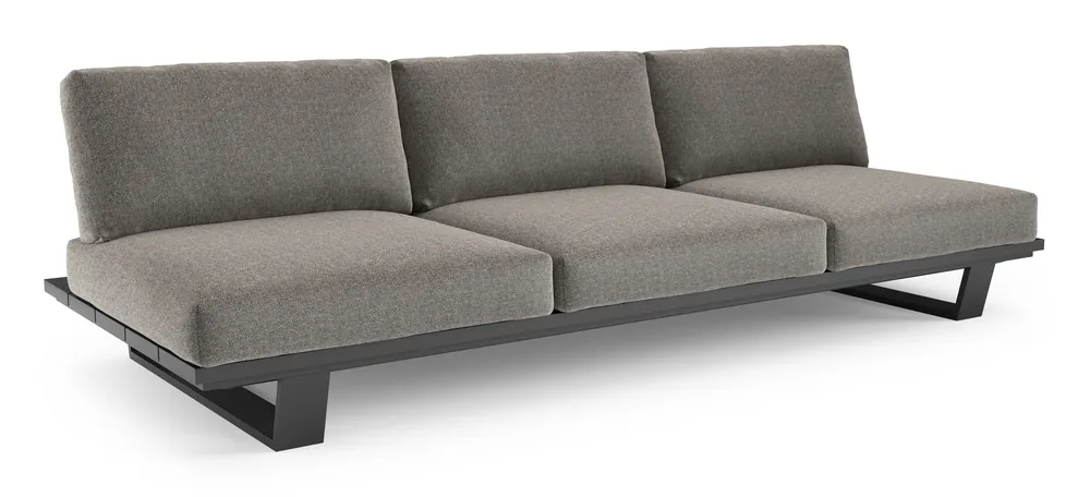 Veilige Betaling Pagino loungebank in zwart aluminium met chartres drizzle all weather sunbrella® luxe kussen