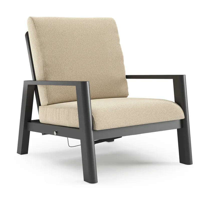 Cirello loungestoel in zwart aluminium met soul papyrus all weather solica kussen Goedkoop