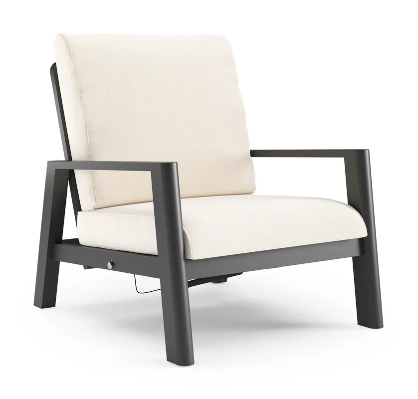 Beste Prijs Cirello loungestoel in zwart aluminium met lopi snow all weather sunbrella® luxe kussen