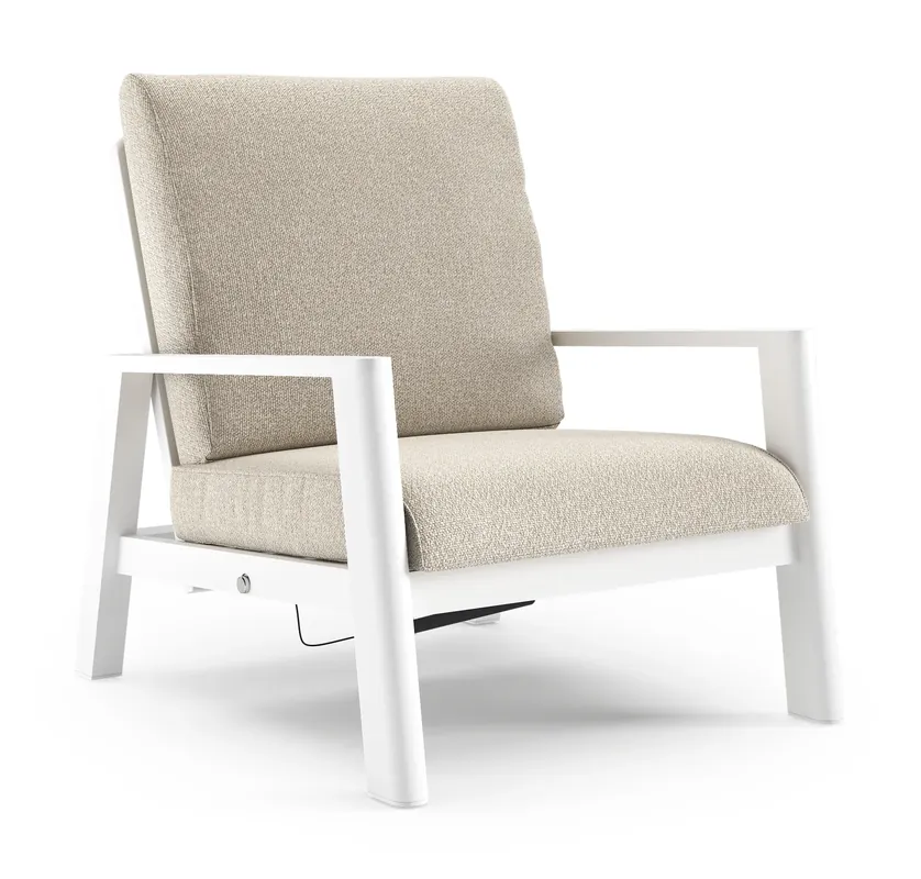 Cirello loungestoel in wit aluminium met marbella ecru all weather cosytica kussen Merkproduct