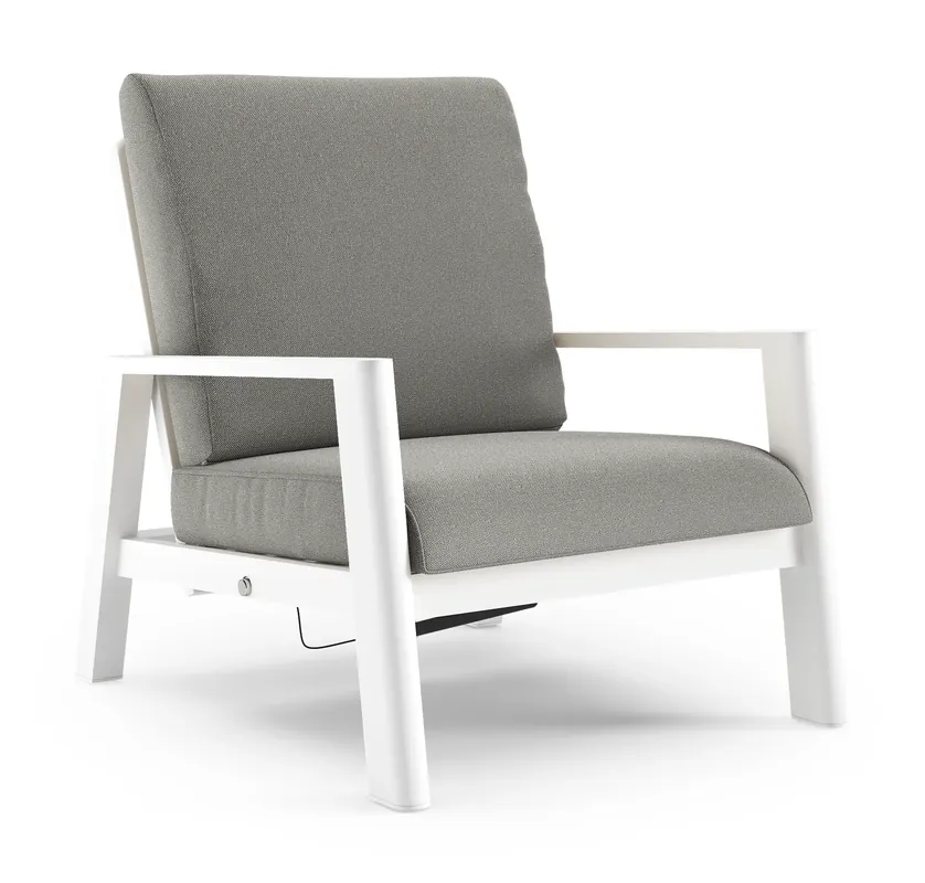 Cirello loungestoel in wit aluminium met savane zinc all weather sunbrella® luxe kussen Gratis Retour