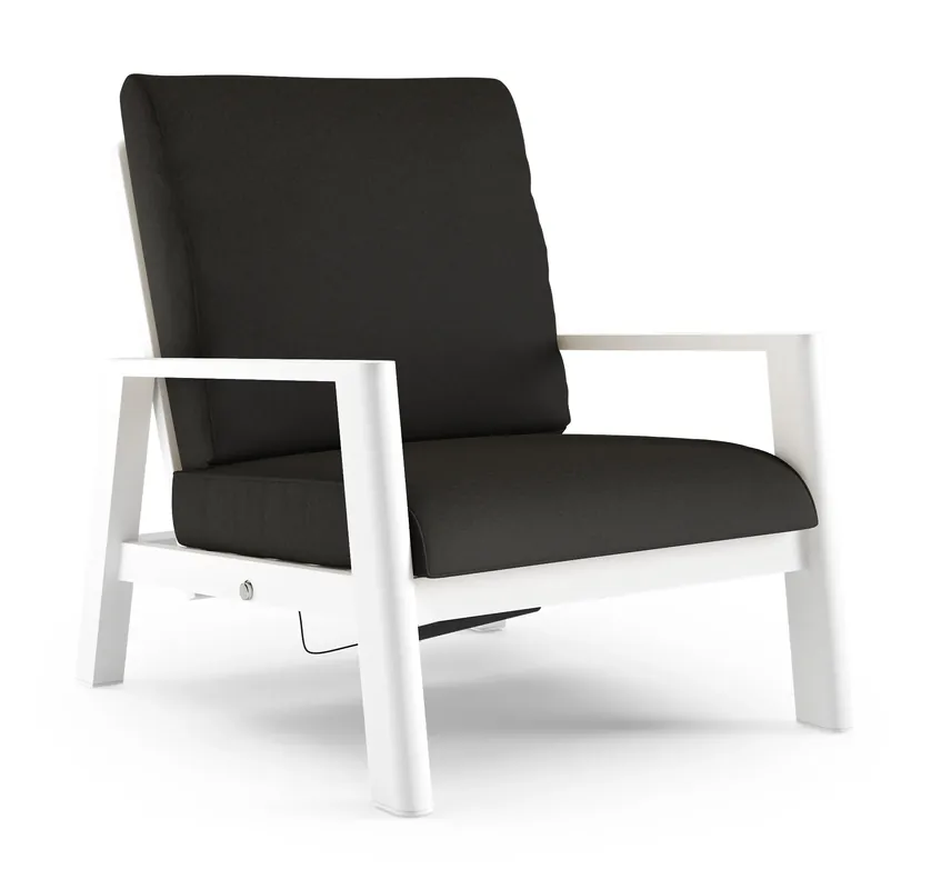 Cirello loungestoel in wit aluminium met heritage char all weather sunbrella® luxe kussen Favoriet