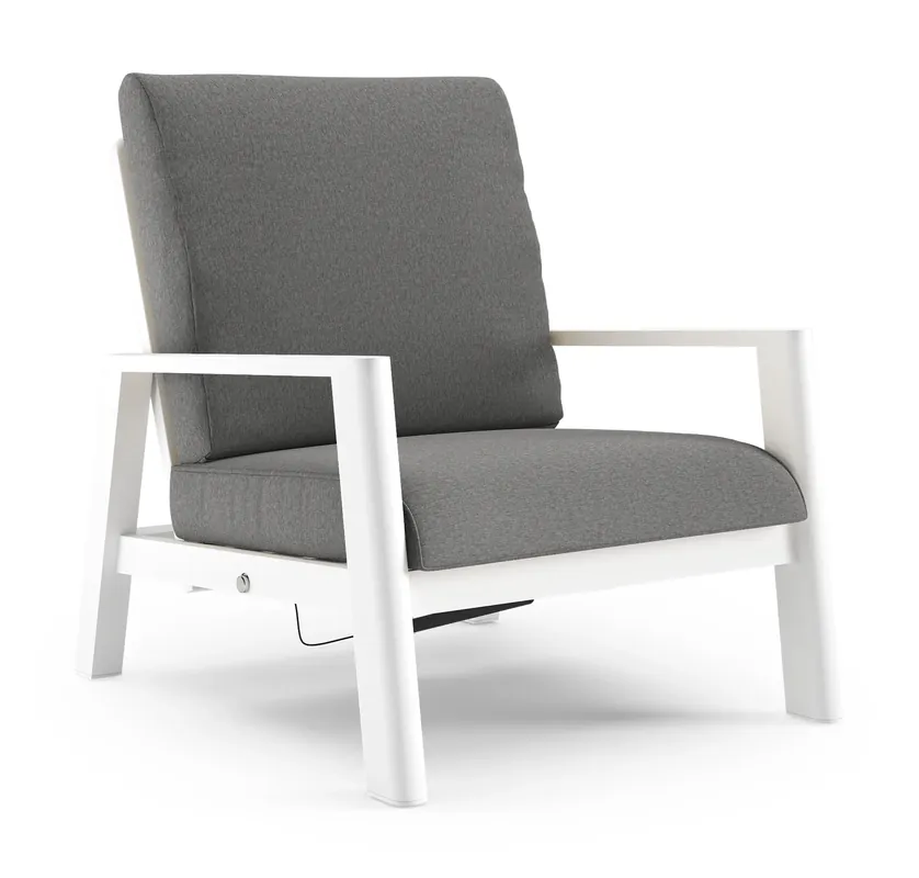 Cirello loungestoel in wit aluminium met heritage slate all weather sunbrella® luxe kussen Beste Prijs
