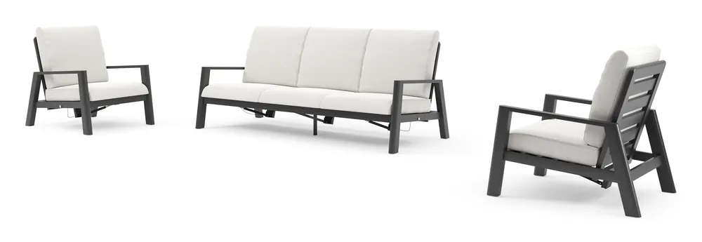 Korting Cirello loungeset in zwart aluminium met soul optik all weather solica kussen