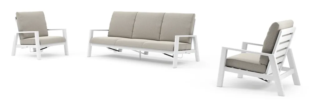 Cirello loungeset in wit aluminium met firenze sand all weather solica kussen Gereduceerde Prijs
