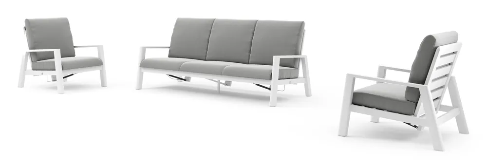 Cirello loungeset in wit aluminium met savane grey all weather sunbrella® luxe kussen Koop Vandaag