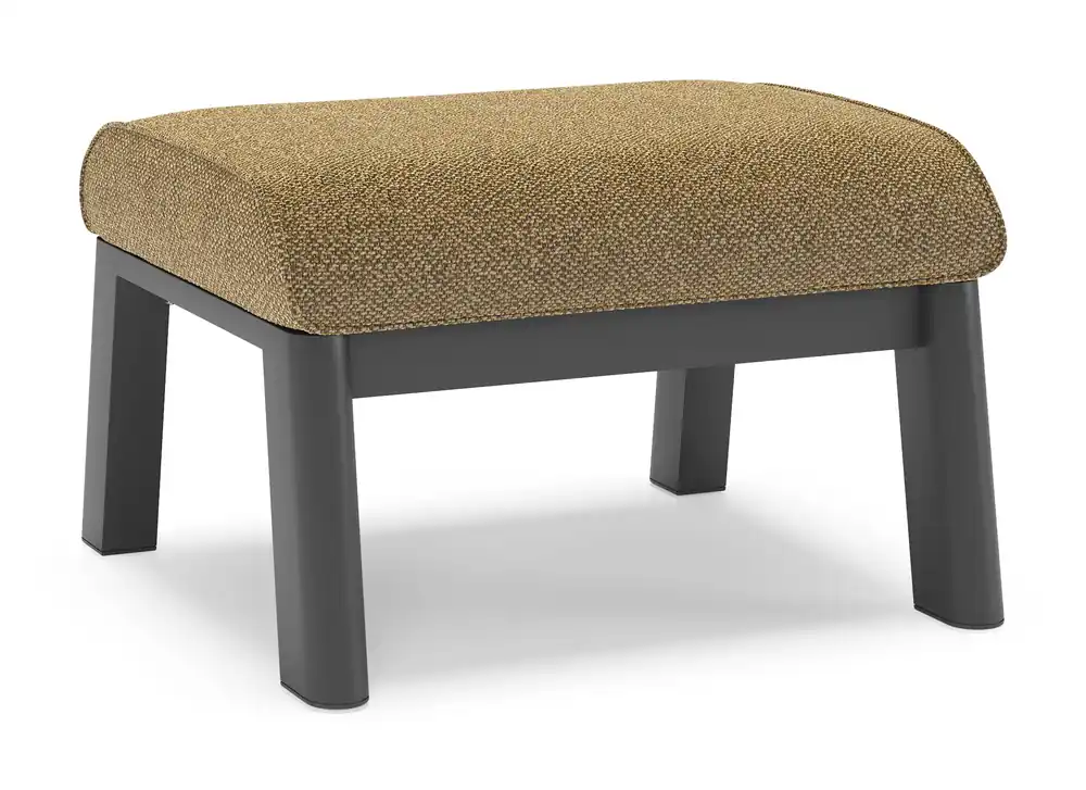 Cirello poef in zwart aluminium met madagascar walnut all weather cosytica kussen Nu Kopen