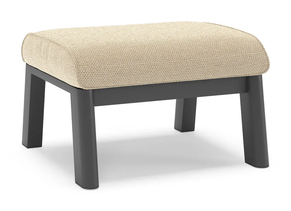 Exclusieve Aanbieding Cirello poef in zwart aluminium met althea camel all weather cosytica kussen