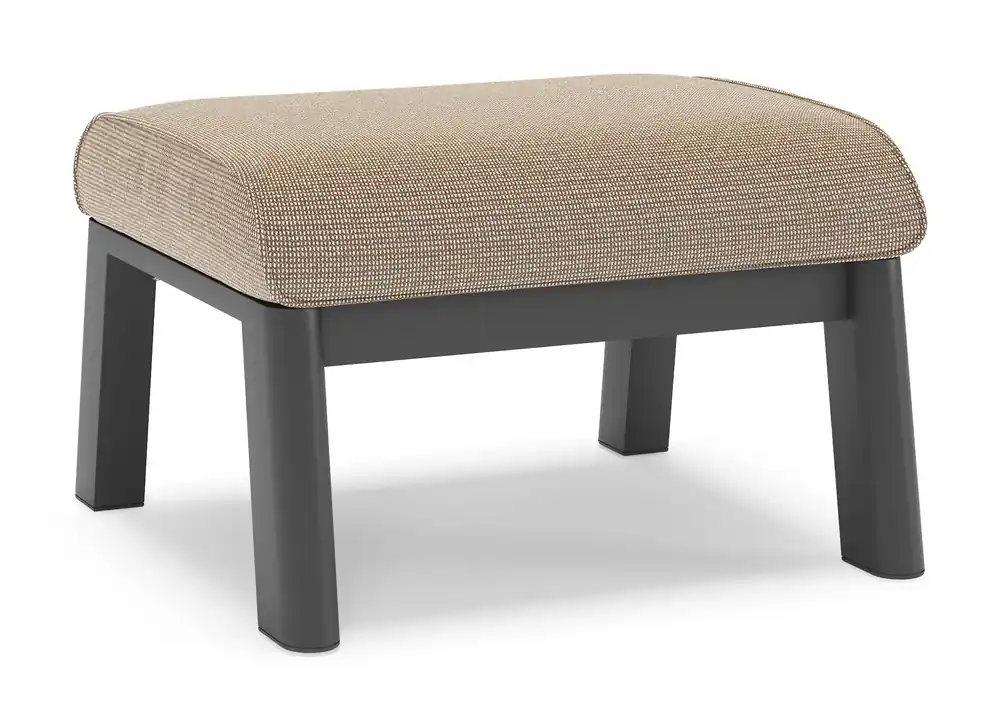Direct Verzonden Cirello poef in zwart aluminium met firenze earth all weather solica kussen
