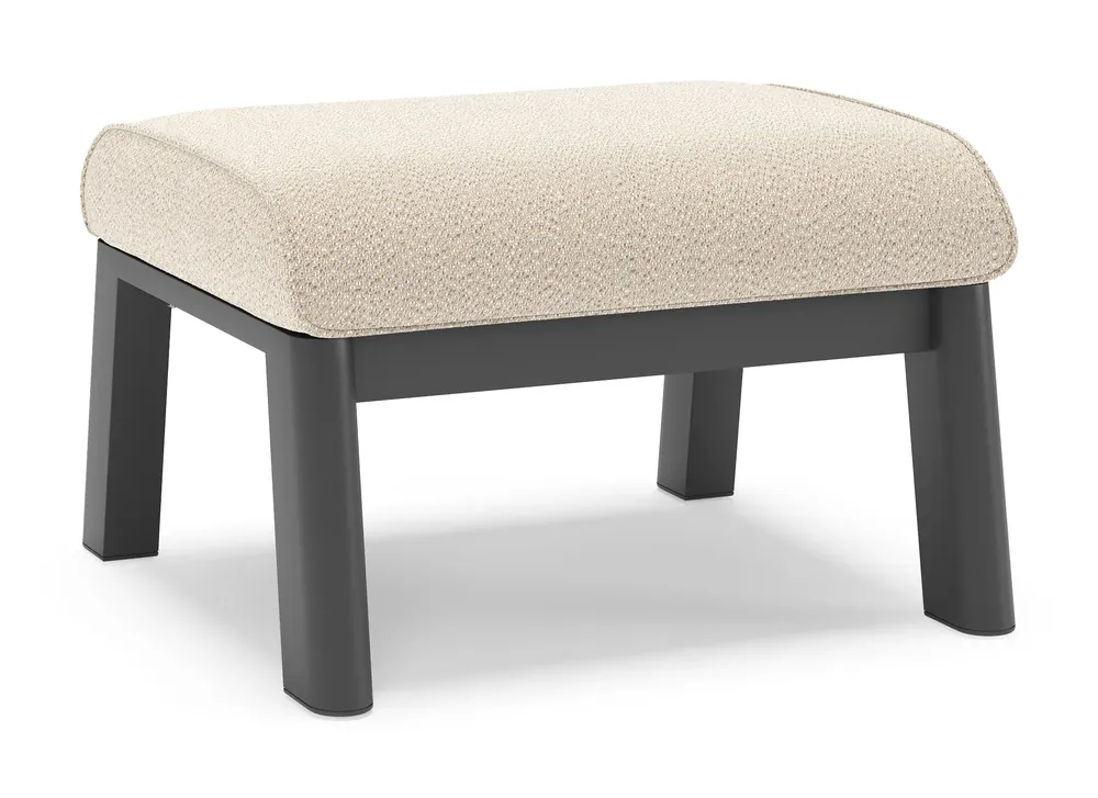 Cirello poef in zwart aluminium met lopi sand all weather sunbrella® luxe kussen Speciale Aanbieding