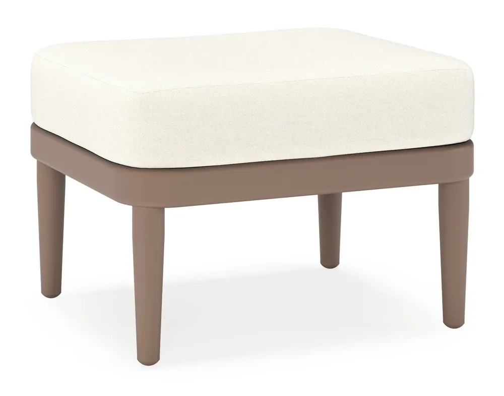 Superprijs Orso poef in taupe aluminium met Natte White all weather sunbrella® luxe kussen