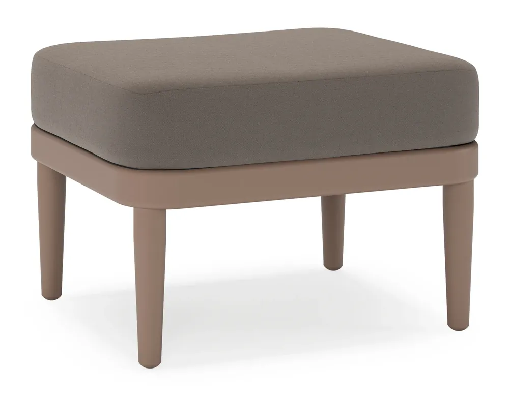 Betaalbaar Orso poef in taupe aluminium met Natte Nature Grey all weather sunbrella® luxe kussen