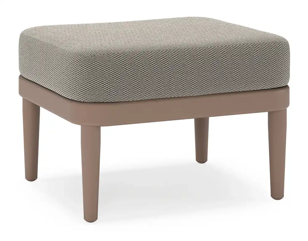 Orso poef in taupe aluminium met Lopi Charcoal all weather sunbrella® luxe kussen Uitverkoop