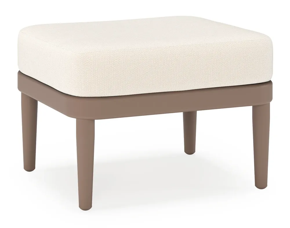 Orso poef in taupe aluminium met Lopi Snow all weather sunbrella® luxe kussen Exclusieve Aanbieding