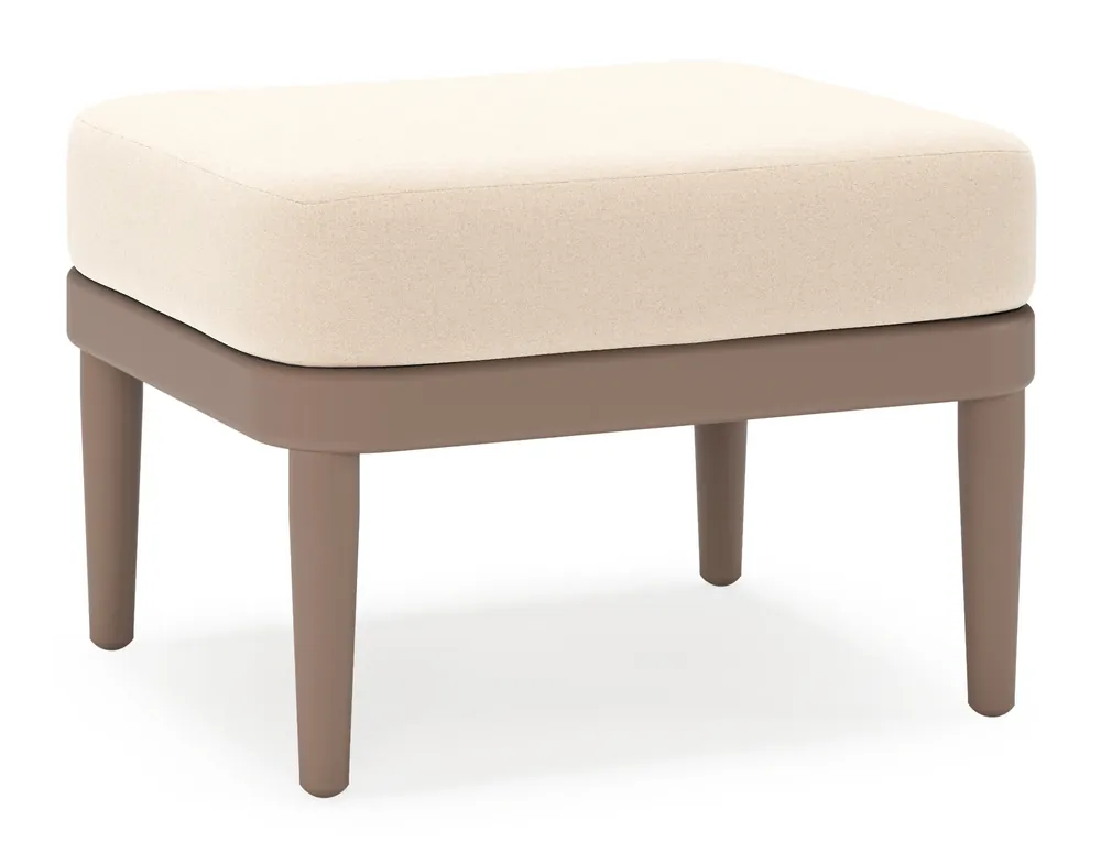 Nu Kopen Orso poef in taupe aluminium met Natte Linen Chalk all weather sunbrella® luxe kussen