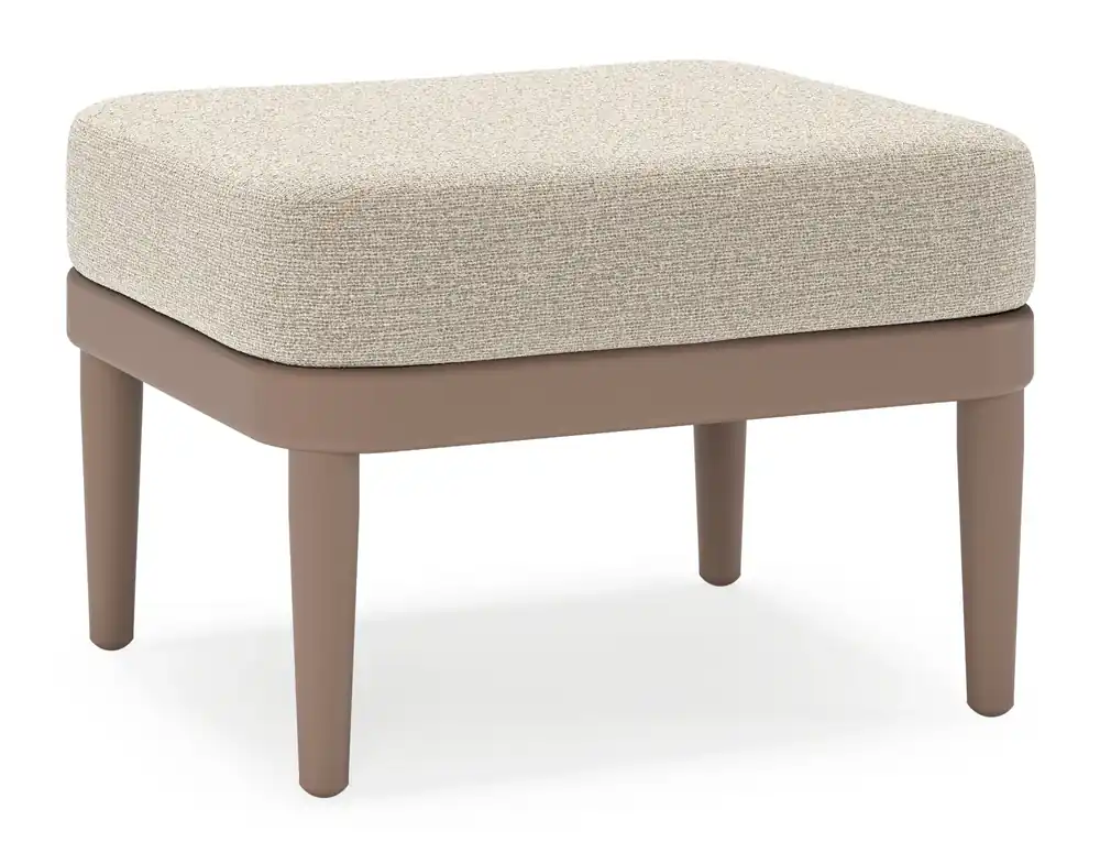 Dagaanbieding Orso poef in taupe aluminium met Catania Sand all weather cosytica kussen