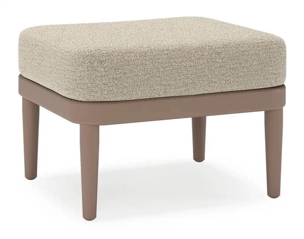 Orso poef in taupe aluminium met Catania Beige all weather cosytica kussen Superprijs