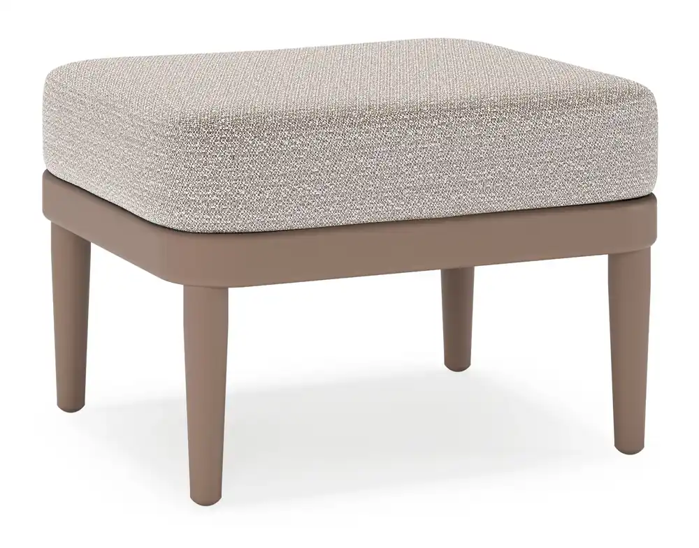 Alleen Vandaag Orso poef in taupe aluminium met Wander Granite all weather sunbrella® luxe kussen