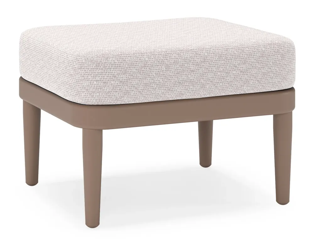 Koop Vandaag Orso poef in taupe aluminium met Wander Gobi all weather sunbrella® luxe kussen