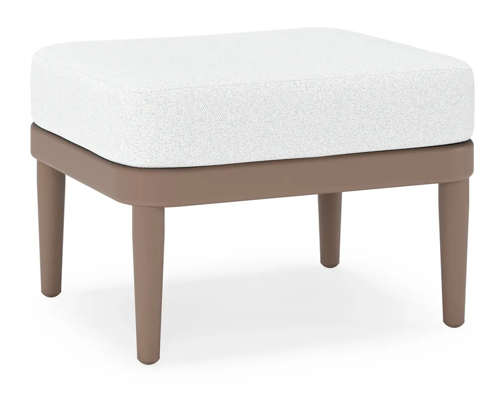 Orso poef in taupe aluminium met Ego Birch all weather solica kussen Merkproduct