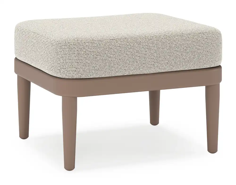 Aanbieding Orso poef in taupe aluminium met Firenze Sand all weather solica kussen