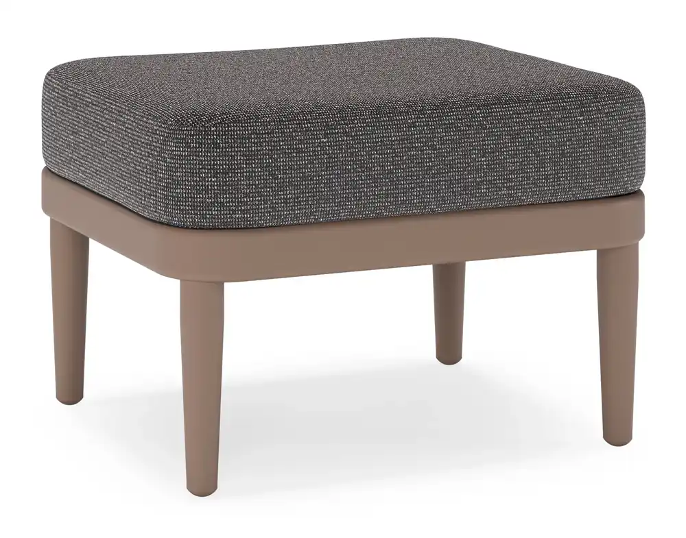 Alleen Vandaag Orso poef in taupe aluminium met Firenze Tunder all weather solica kussen